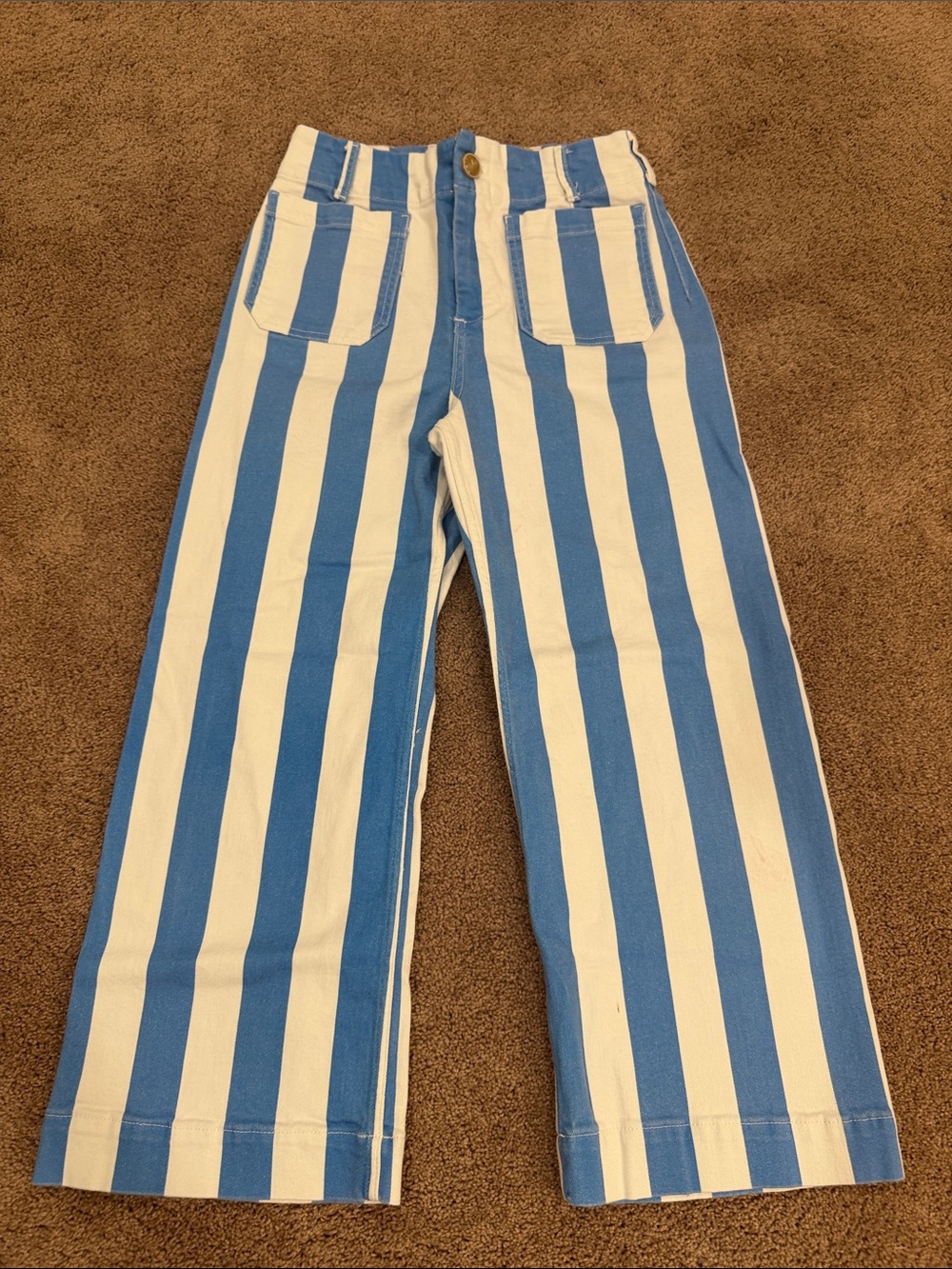 Anthropologie Colette Blue and White Striped Wide-Leg Jeans